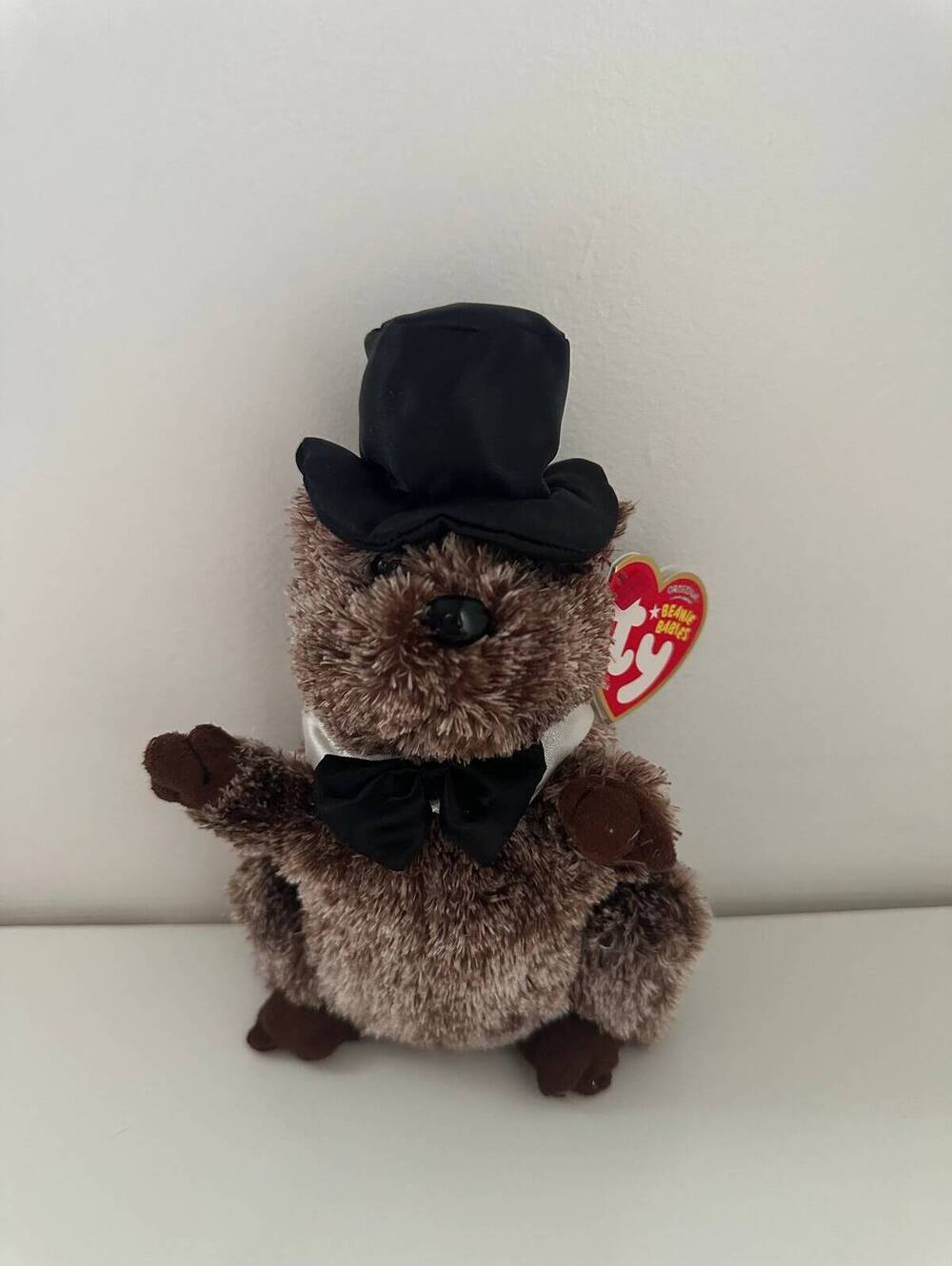 Ty Beanie Baby “Punxsutawney Phil” the Groundhog Black Bow Tie (6.5 inch)